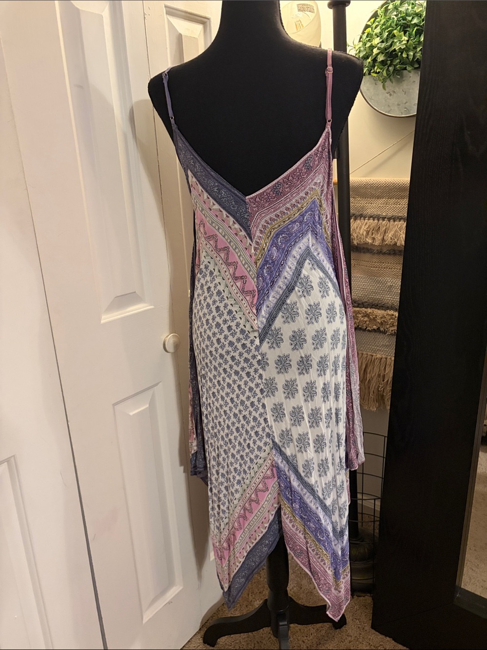 Anthropologie Floreat Pink and Purple Printed Handkerchief Midi Dress - Picture 2 of 10